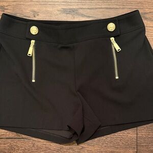 Express Black High Waist Shorts with Gold Zippers